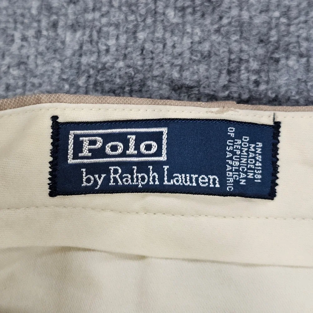 Vintage Polo Ralph Lauren Mens 36x31.5 Khaki Pleated Cuffed Chino Pants Y2K